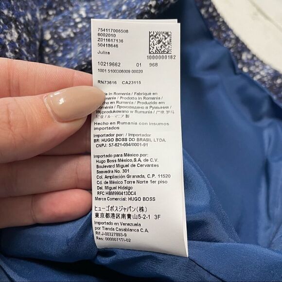 Hugo Boss Julira Tweed Suit Jacket In Pilot Fantasy - Picture 8 of 8